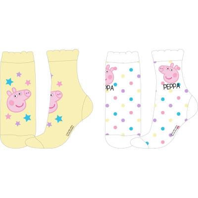 Prasiatko Peppa 5234901 Dievčenské ponožky biela / žltá