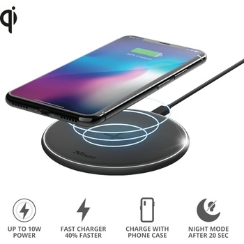 Trust Qylo Fast Wireless Charging Pad Black Зарядно Устройство