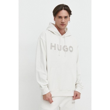 HUGO BOSS Памучен суичър hugo в бежово с качулка апликация 50509975 (50509975)