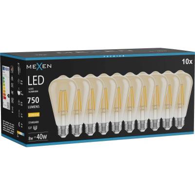 Mexen Vintis 10x LED нажежаема жичка E27, ST64, 8W, Топла - 2700K, 750 lm, кехлибар (L152-E27-0827-50x10)