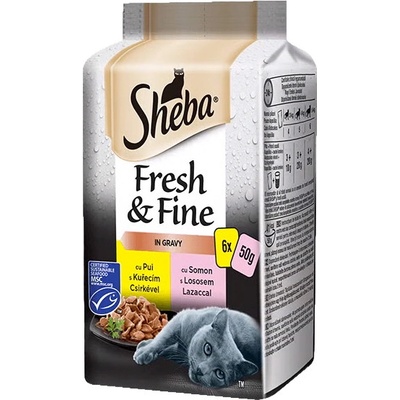 Sheba Fresh & Fine kuřecí a losos 6 x 50 g