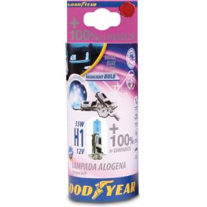  Комплект от 2 броя халогенни крушки крушка H1 Х1 12V 55W + 100% 5000K E4 Goodyear Гудиър FLZ. GDY0311