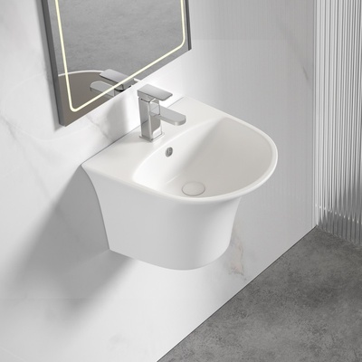 Inter Ceramic Мивка за баня Смарт 48х46 см, с полуконзола за стена, бял мат (4746mw)