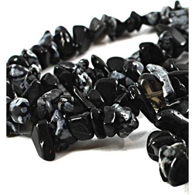 Obsidián vločkový zlomky 3-9mm - 85cm - Návlek