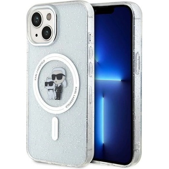 KARL LAGERFELD Кейс Karl Lagerfeld Karl&Choupette Glitter MagSafe за iPhone 15, прозрачен