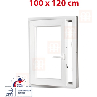 OKNA-HNED.SK Plastové okno 100x120 cm (1000x1200 mm) biele otváravé aj sklopné ľavé