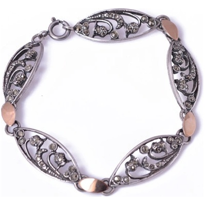 Zlatnictví zlatíčko náramek z portugalského stříbra s markazity PP-ISPL118