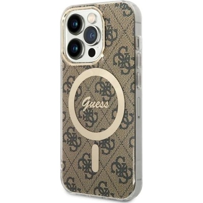 GUESS Кейс Guess GUHMP14LH4STW за iPhone 14 Pro 6.1", кафяв / кафяв, твърд, 4G MagSafe (GUE002762-0)