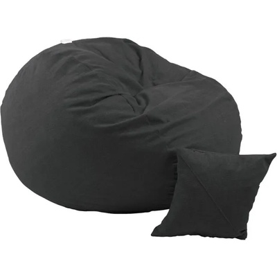 Pufrelax Комплект, Барбарон и декоративна възглавница, 450л. Matusalem - Eerie black, Перящ се калъф, Подходящ за деца, Пълнеж с микс от мемори пяна и дунапрен, Гама Plush Honey