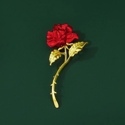 Éternelle Malovaná brož v podobě rudé růže B7303-PX-XZ5633 Červená