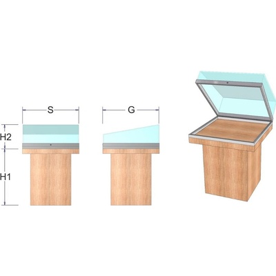 Expoint Výstavná stolová vitrína v prevedení dyha III 60 x 60 x 70 x 25 cm