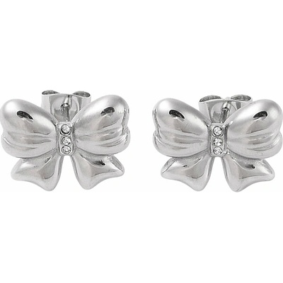 Nefertitis Náušnice z nerezové oceli Mašle Silver 1,2 cm NF62639 cca 1,1 x 1,5 cm