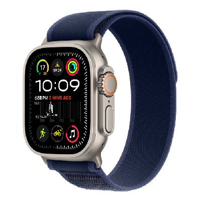 Apple Watch Ultra 2 49mm přírodní titan s modrým trailovým tahem S/M MX4J3CS/A přírodní titan - modrý Trailový tah S/M