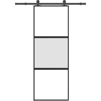 vidaXL Плъзгаща се врата с обков 76x205 см Закалено стъкло&Алуминий (3332947)