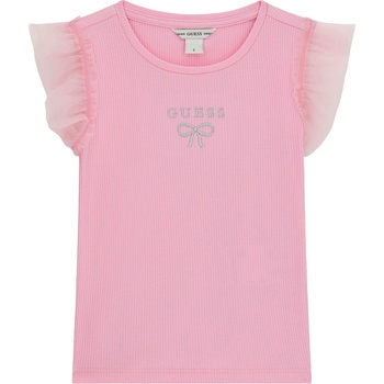 Guess Тениска с къс ръкав Guess - С панделка и къдрички, розова, 12 м (20261-K6RI12-KCU20-A61T-12M)