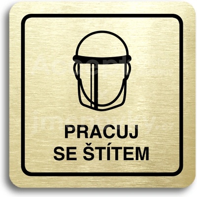 ACCEPT Piktogram pracuj se štítem V - zlatá tabulka - černý tisk