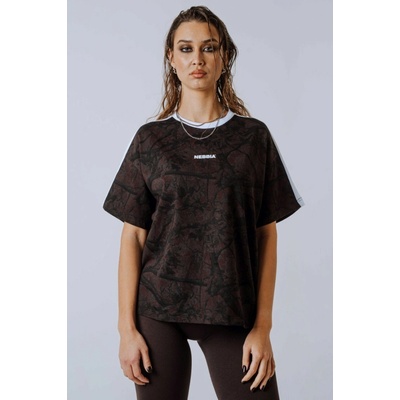 Nebbia Dámske tričko Power Her Relaxed Tee 894 Dark Brown Camo
