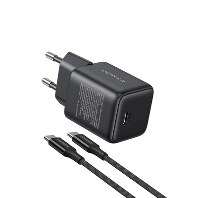 UGREEN 30W USB-C GaN комплект за бързо зареждане черен EU X513