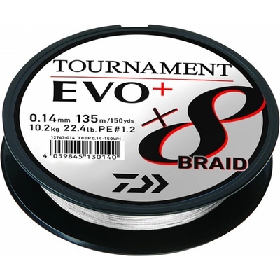 Daiwa Spletaná Šnúra Tournament X8 Braid Evo+ White 135m 0,10mm 6,70kg