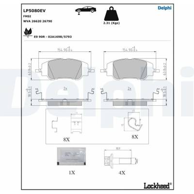 DELPHI Sada brzdových platničiek kotúčovej brzdy LP5080EV