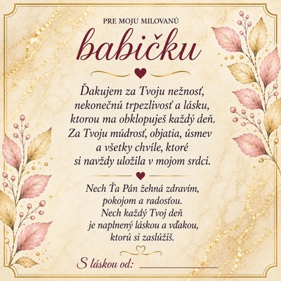 Glanzio venovacia kartička (M) -Pre moju milovanú babičku 22321