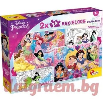 Lisciani Пъзел LISCIANI 91720 - 2 x 24 части - Дисни Принцеси, двулицеви пъзели (LI91720)