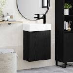 vidaXL Мивка за баня със смесител Черен дъб 45, 5 x 22, 5 x 84 см (889434)