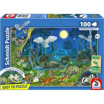 Schmidt Spiele - Puzzle Animals in a night-time forest - 100 piese