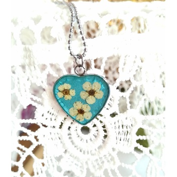 Meganflo Сърце бяла върбинка в тюркоаз