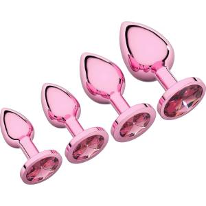 SuperLove Heart Jewel Butt Plugs Training Pink-Pink