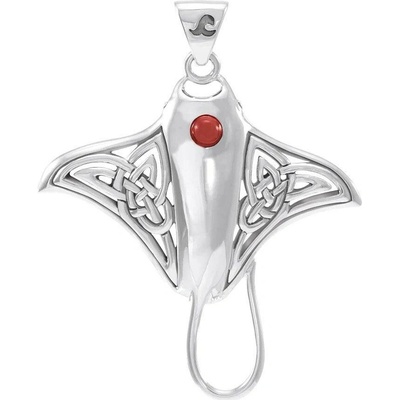 Fantasy Šperky MANTA stříbrný talisman s granátem nau02