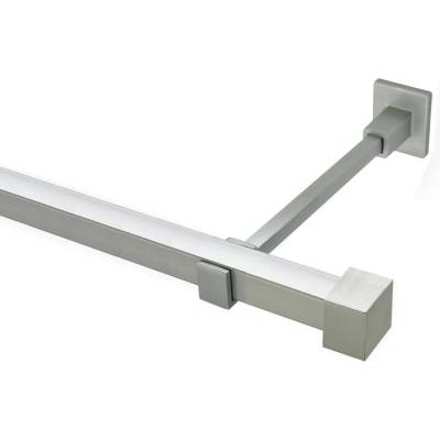 OK-GarnýžeCZ - Garnýž kovová hranatá jednořadá 20x20mm Klasik satina 470 cm do stěny / kroužky s háčkem