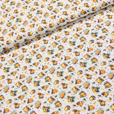 Bavlněné plátno dětské 103000, včelky a med, žlutá š.140cm (látka v metráži)
