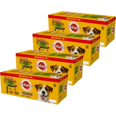Pedigree Adult ve šťávě s hovězím masem kuřecím masem jehněčím masem s drůbeží 160 x 100 g