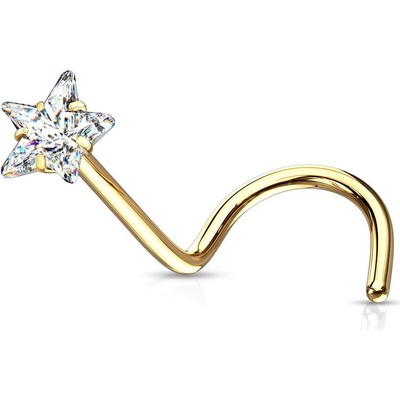 Šperky4U zlacený piercing do nosu hvězdička N0138GD