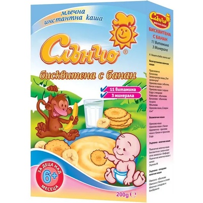 Слънчо Бисквитена каша Слънчо - Банан, 200 g (3800005000855)
