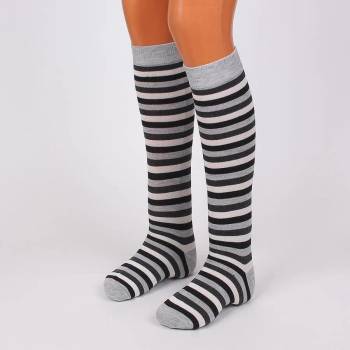 Image 1 of Дамски 3/4 раирани чорапи в бяло, черно и сиво