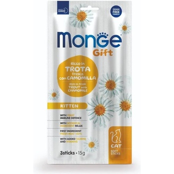 Image 1 of Monge Gift Soft Sticks Kitten лакомства за котенца - стикчета с пъстърва и лайка 15gr