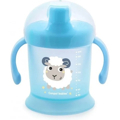 Canpol Неразливаща се чаша с твърд накрайник и капаче Canpol - Bunny and Company, 200 ml, синя (31/300_blu)