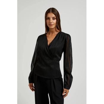 Moodo Елегантна черна риза с V-образно деколте Moodo Moodo | Byal | ЖЕНИ | XS