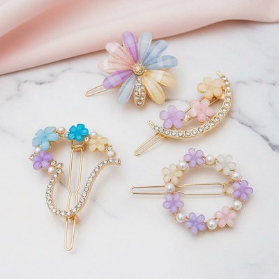 Kytičkové sponky do vlasů s kamínky 4ks – Zboží Dáma