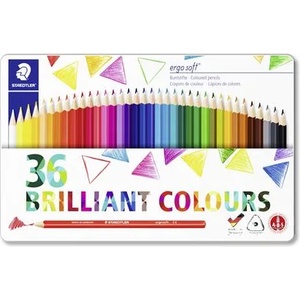 STAEDTLER Комплект цветни моливи, триъгълни, метална кутия, STAEDTLER "Ergo Soft 157", 36 различни цвята 157 M36 02 (157 M36 02)