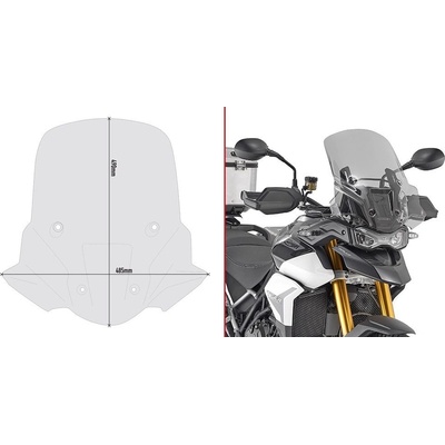 D6415S plexi kouřové Triumph Tiger 900 GT/GT Pro (20-26) ,vxš490x485 mm, o 25 mm vyšší než orig.