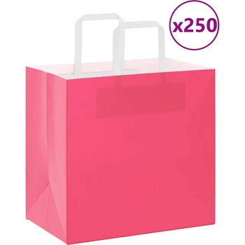 vidaXL Хартиени торбички 250 бр с дръжки розови 26x17x25 см (4101899)