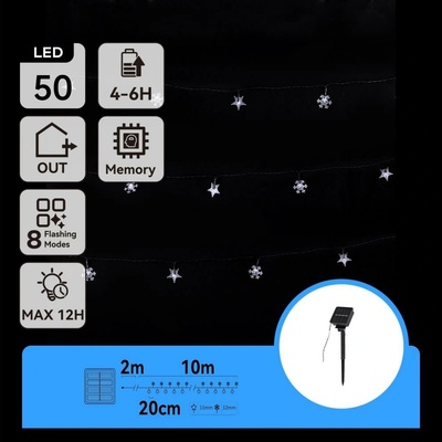 Aigostar LED Solárna vianočná reťaz 50xLED 8 funkcií 12m IP65 studená biela AI0410