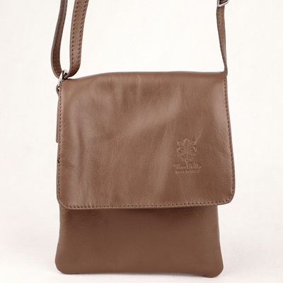 Malá kožená crossbody kabelka no. 8866 tmavěhnědá