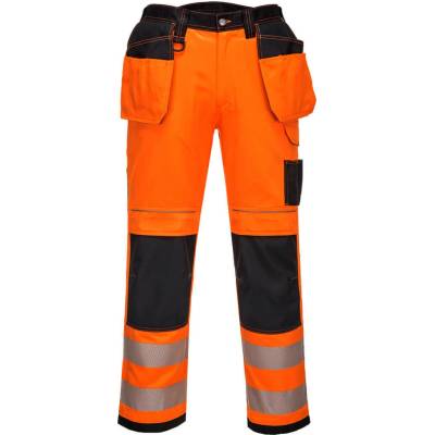 Portwest PW306 PW3 Hi Vis Reflexné strečové nohavice oranžová/oranžová/čierna oranžová/čierna