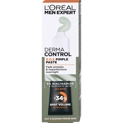 L'Oréal Paris Men Expert Derma Control S.O.S Pimple Paste lokální pasta na pupínky a čisticí pleťová maska 2v1 45 ml