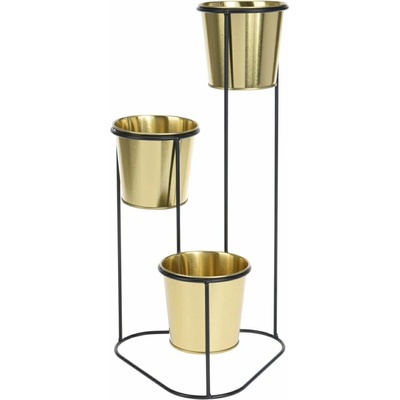 ProGarden KOVOVÝ kvetináč SO STOJANOM GOLD 46,5 x 23,5 cm ZLATÁ/ČIERNA