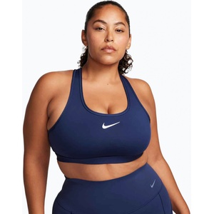 Nike Спортен сутиен Nike Swoosh Medium Support midnight navy/white